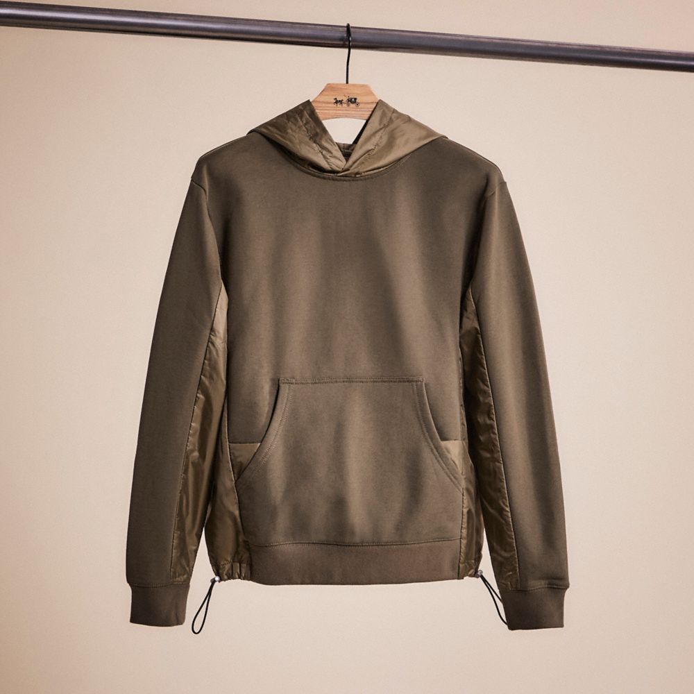 COACH®,RESTORED NYLON HOODIE,Olive,Front View