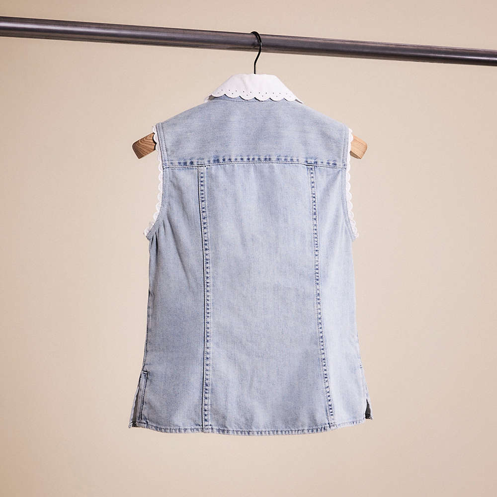 Shop Coach Restored Sleeveless Denim Shirt In Vintage Stone Wash