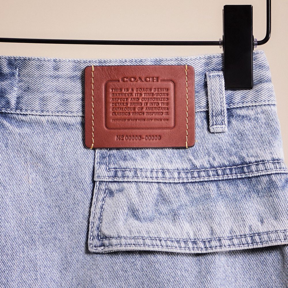 Shop Coach Restored Denim Shorts In Vintage Stone Wash