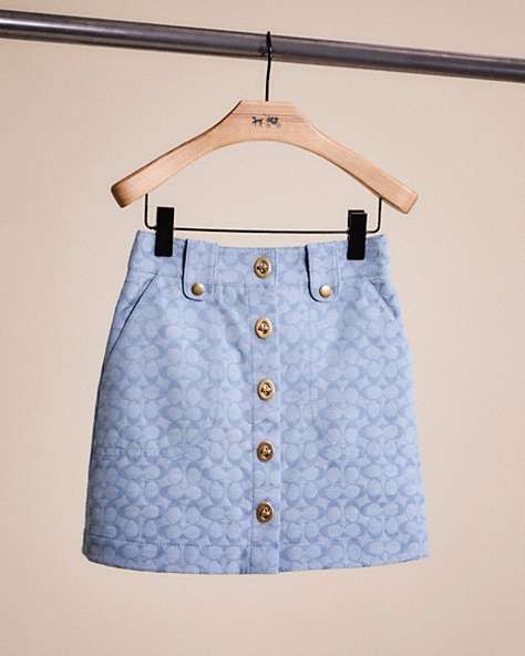 COACH®,RESTORED CHAMBRAY MINI SKIRT,Sig C Chambray,Front View