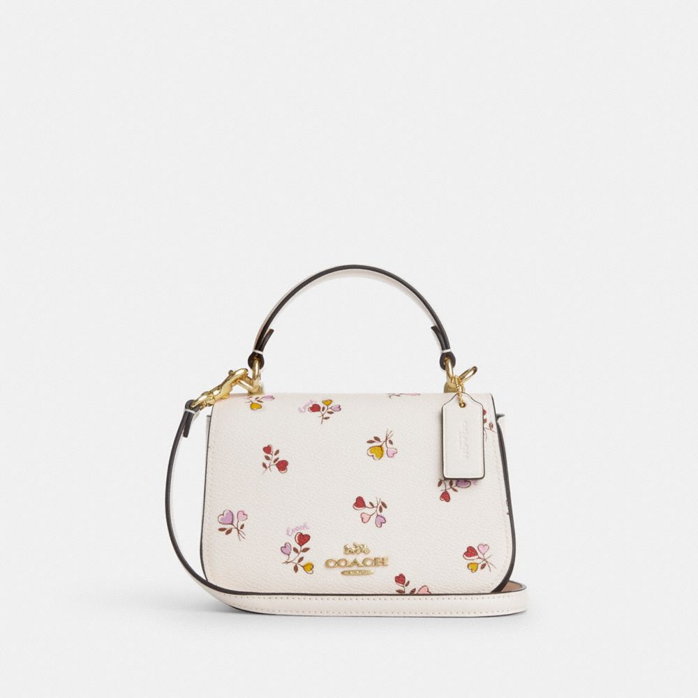 COACH®,Lysa Top Handle Bag With Heart Print,Cream,Front View image number 0