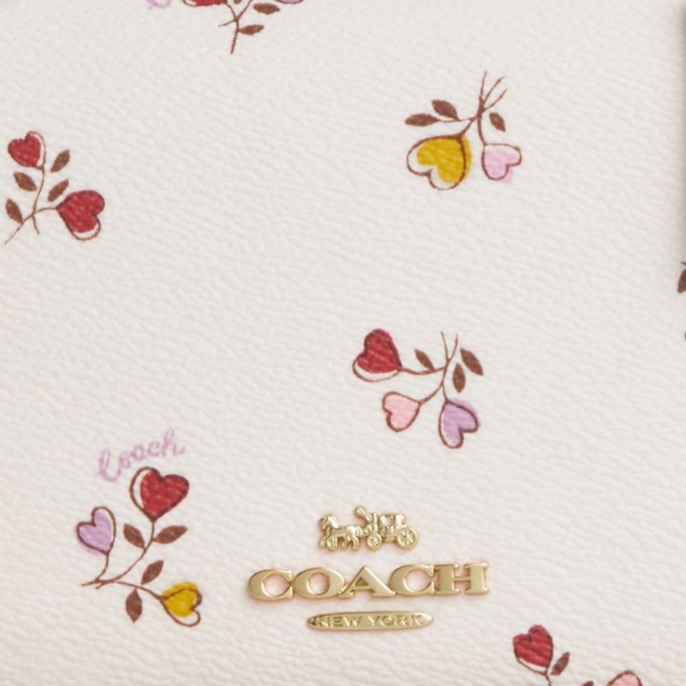 COACH®,Lysa Top Handle Bag With Heart Print,Leather,Crossbody,Embossed,Logo,Metal,Day Party,Cream