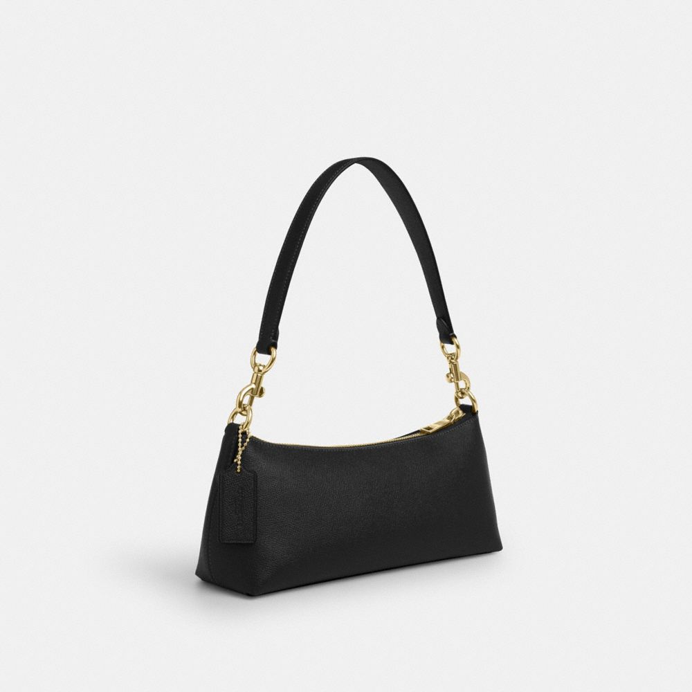 COACH®,Charlotte Shoulder Bag,Shoulder Bag,Metal,Embossed,Logo,Adjustable,Shoulder Guard,Casual,Black,Angle View