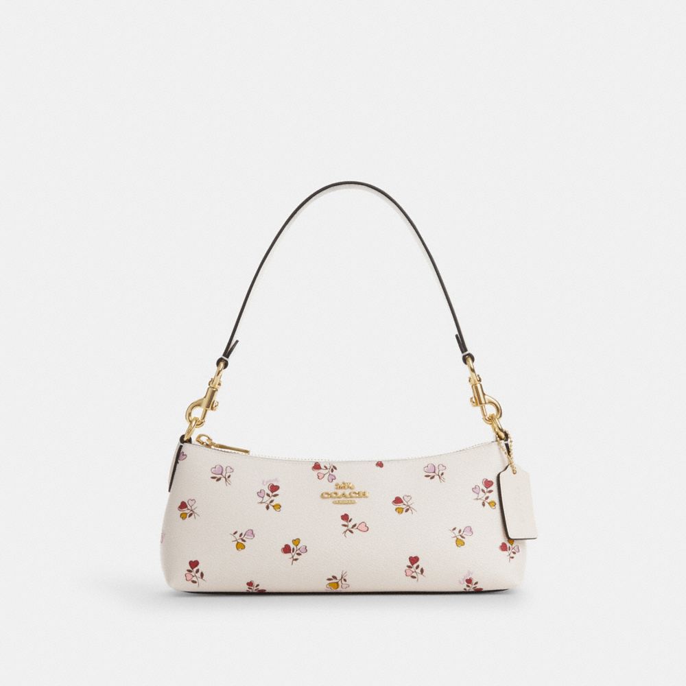 COACH®,Charlotte Shoulder Bag With Heart Print,White,Front View image number 0