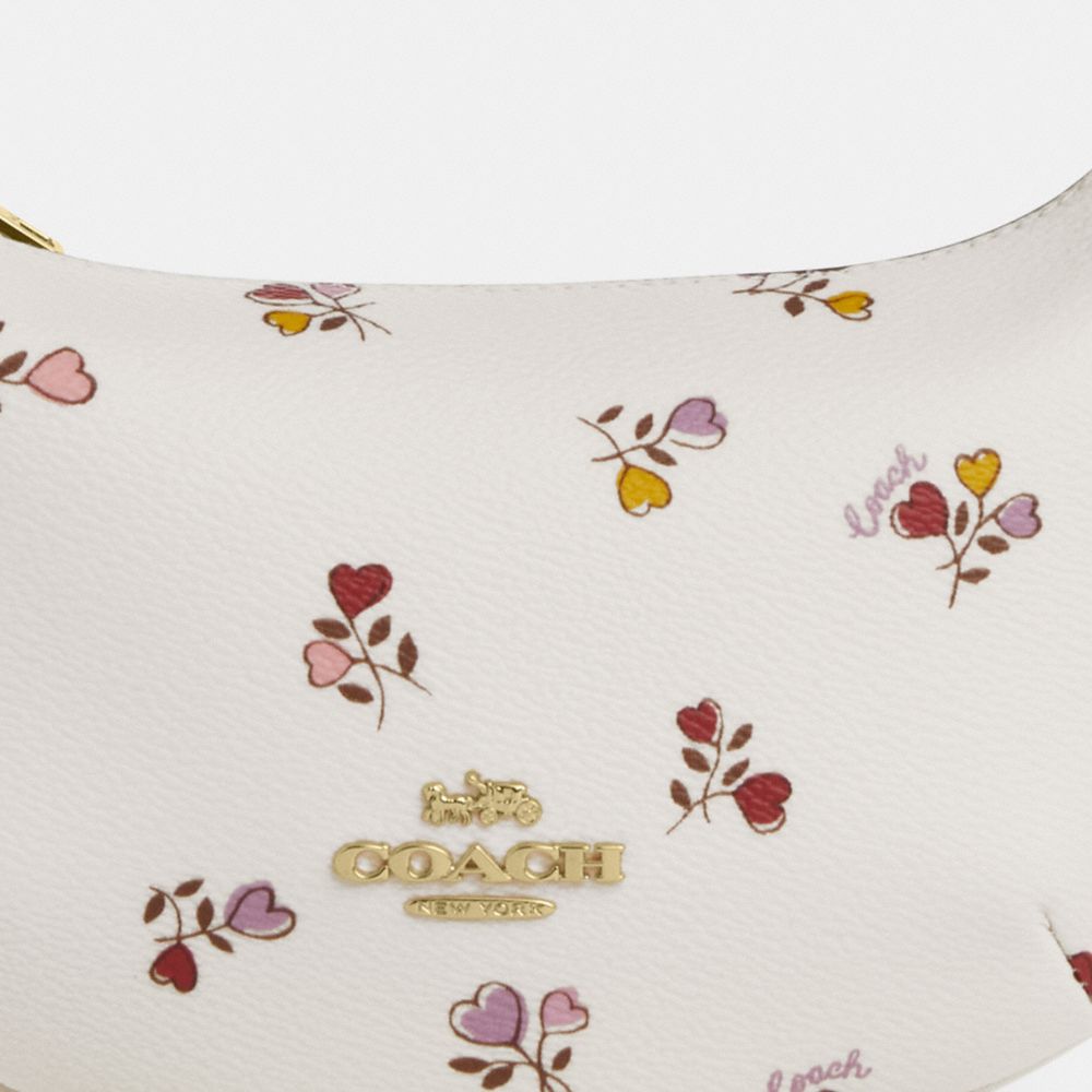 COACH®,Mini Payton Bag With Heart Print,Canvas,Leather,Shoulder Bag,Embossed,Metal,Logo,Chain Detail,Day Party,White