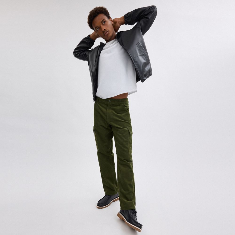 COACH®,Corduroy Cargo Pants,Cotton,Straight,Cargo,Casual,Olive,Scale View