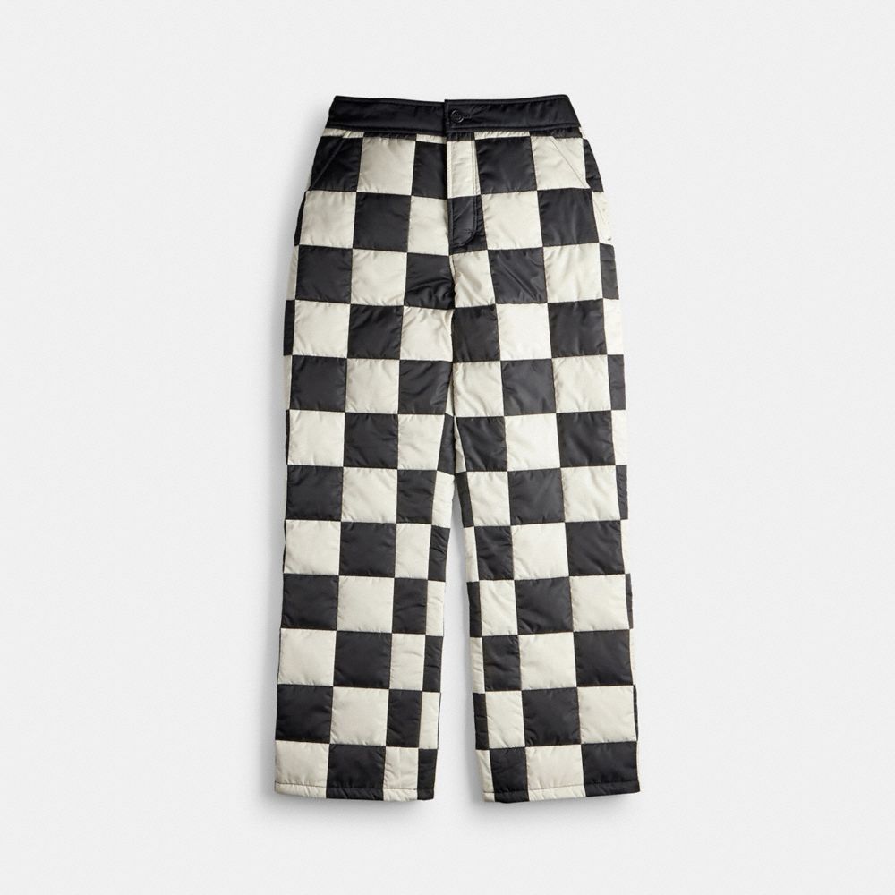 COACH®,Coachtopia Loop Puffer Pants With Checkerboard Quilting,,Front View