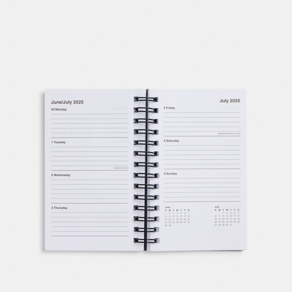COACH®,2024   2025 3 X5 Spiral Diary Book,Notebook,Black,Inside View,Top View