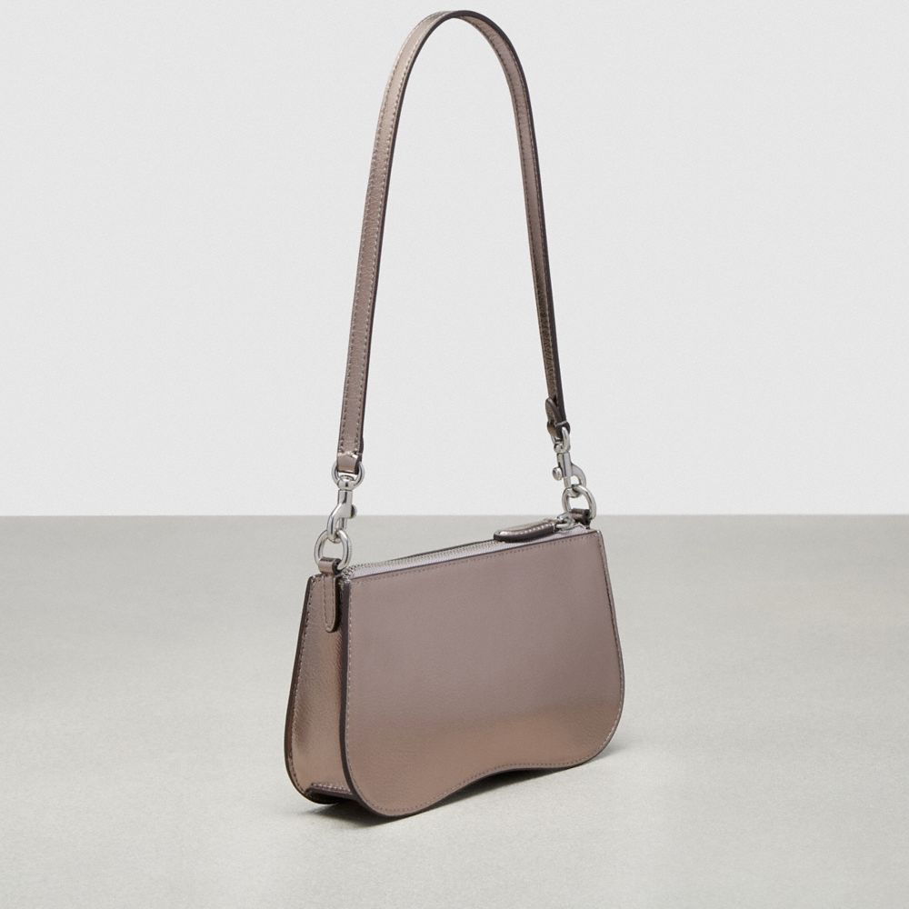 COACH®,Wavy Shoulder Bag In Metallic Coachtopia Leather,,Angle View