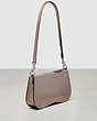 COACH®,Wavy Baguette Bag In Metallic Coachtopia Leather,Gunmetal Metallic,Angle View