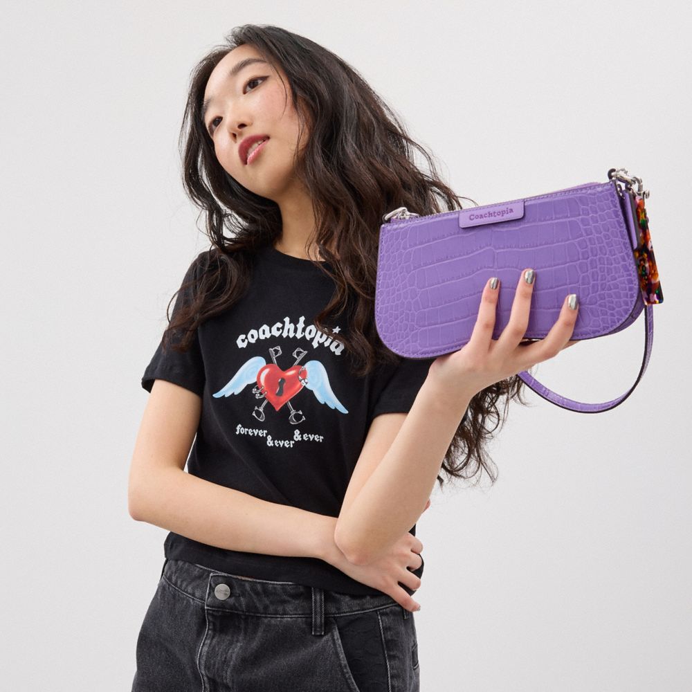 COACH®,Wavy Shoulder Bag In Croc Embossed Coachtopia Leather,,Detail View