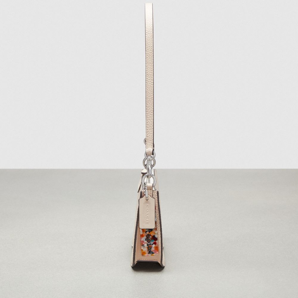 COACH®,Wavy Shoulder Bag In Pebbled Coachtopia Leather,Leather,Shoulder Bag,Plastic,Logo,Adjustable,Vegan,Silver Metal,Casual,Cream,Group View