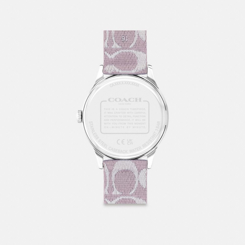 COACH®,Ruby Watch, 32 Mm,Analog,Crystal,Water Resistant,Silver Metal,Casual,Multi Color,Back View