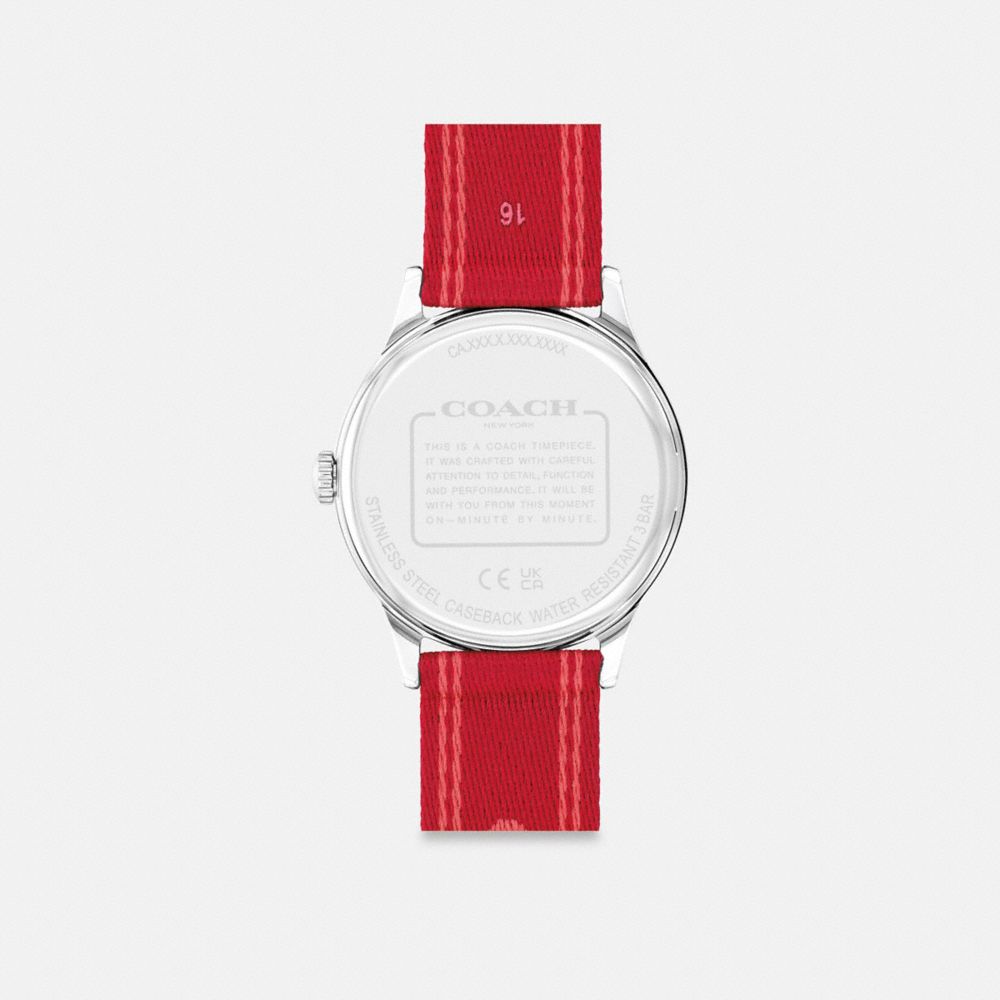 COACH®,MONTRE RUBY, 32 MM,Rouge,Back View