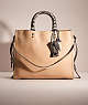 COACH®,RESTORED ROGUE WITH COLORBLOCK SNAKESKIN DETAIL,Black Copper/Beechwood,Front View