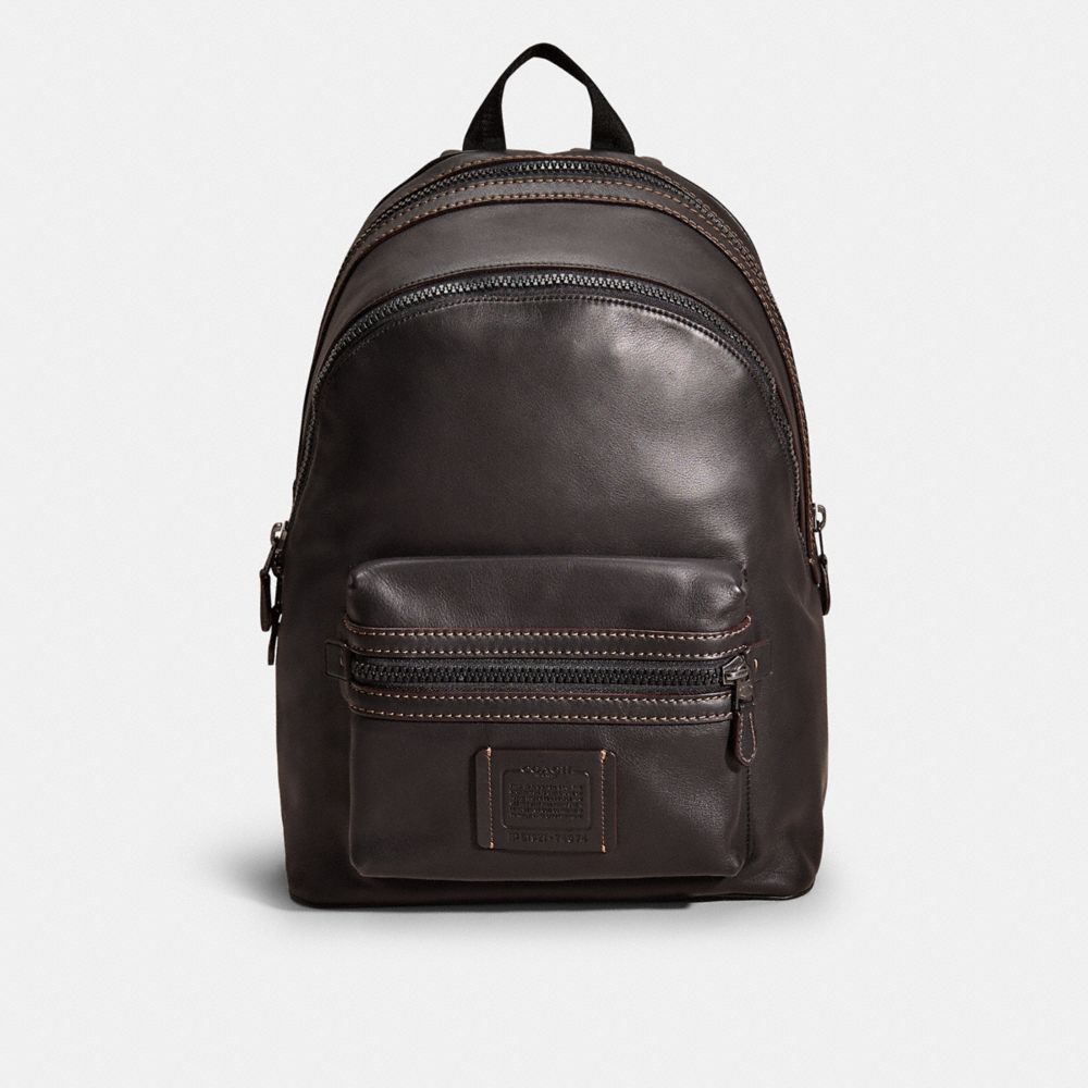 COACH®,Restored Academy Backpack,Leather,Backpack,Applique,Logo,Black,Front View