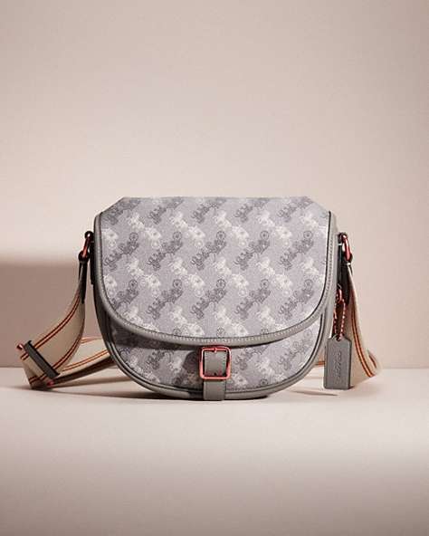 COACH®,RESTORED HITCH CROSSBODY WITH HORSE AND CARRIAGE PRINT,Grey,Front View