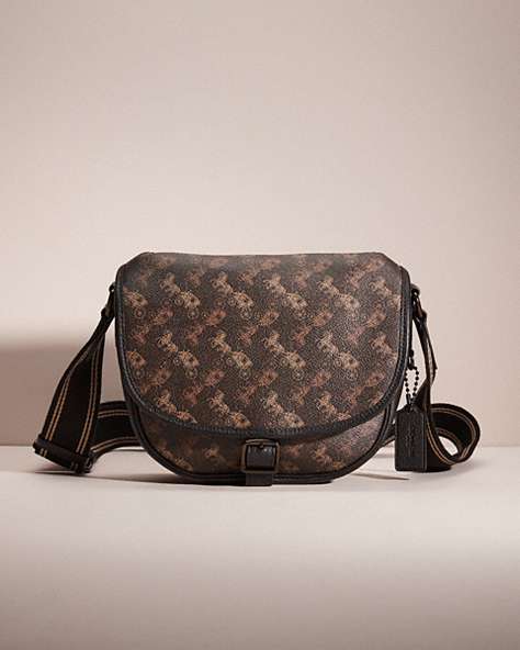 COACH®,RESTORED HITCH CROSSBODY WITH HORSE AND CARRIAGE PRINT,Black Copper/Truffle,Front View