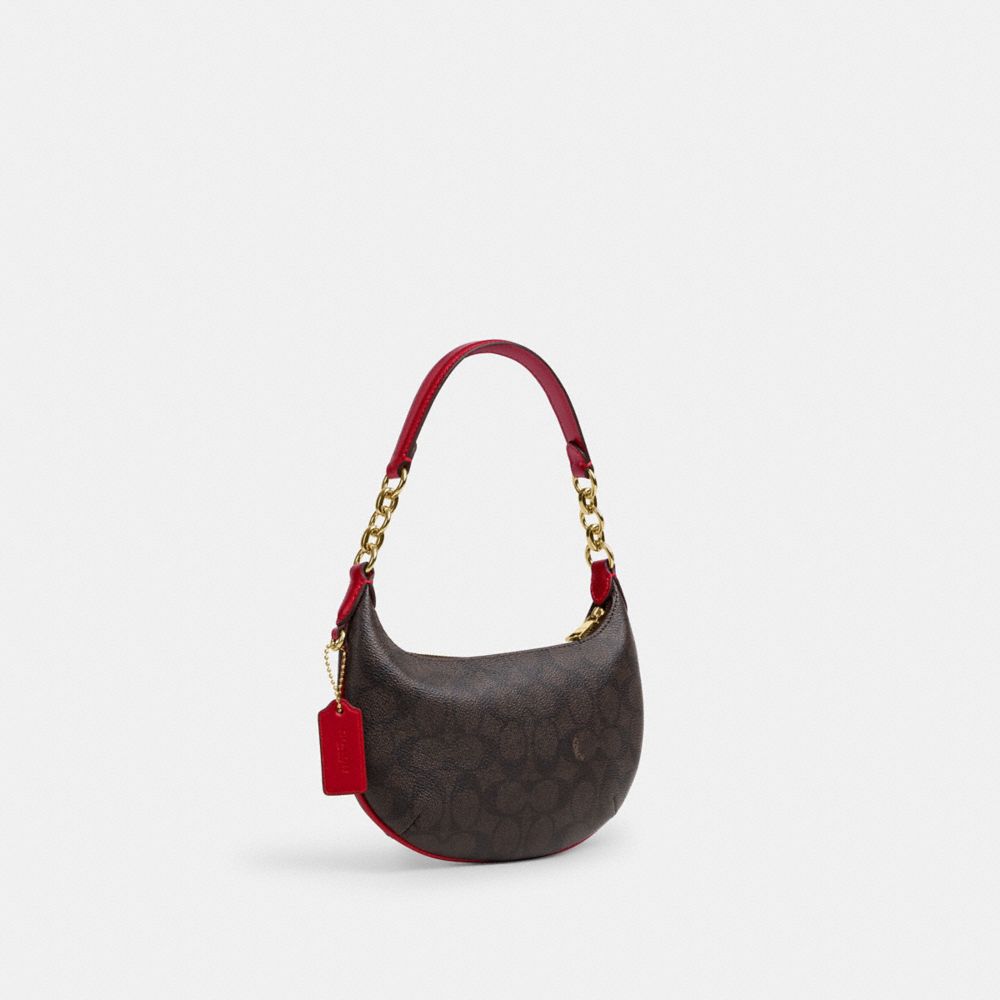 COACH®,Mini Payton Bag In Signature Canvas,Shoulder Bag,Chain Detail,Day Party,Brown,Angle View