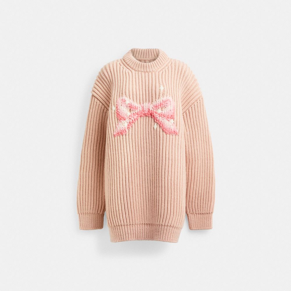 COACH®,BUY NOW BOW SWEATER,Pink,Front View