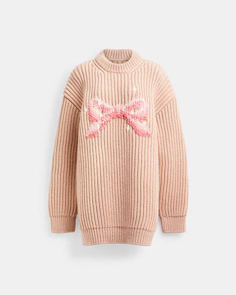 COACH®,BUY NOW BOW SWEATER,Pink,Front View