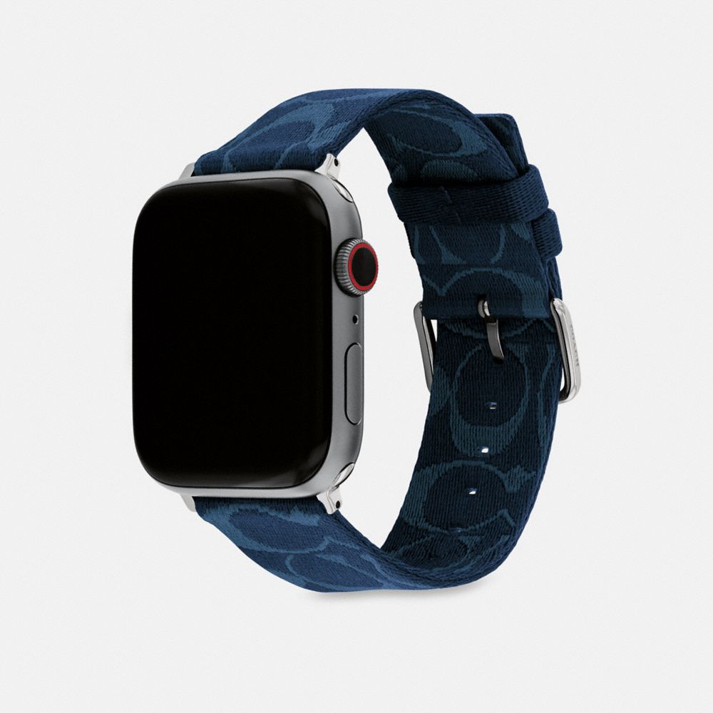 COACH®,BRACELET APPLE WATCH®, 42 MM, 44 MM ET 45 MM,Bleu,Angle View