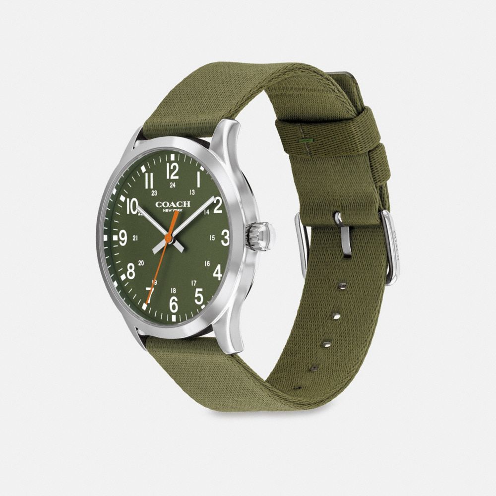 COACH®,MONTRE BAXTER, 39 MM,Vert,Angle View