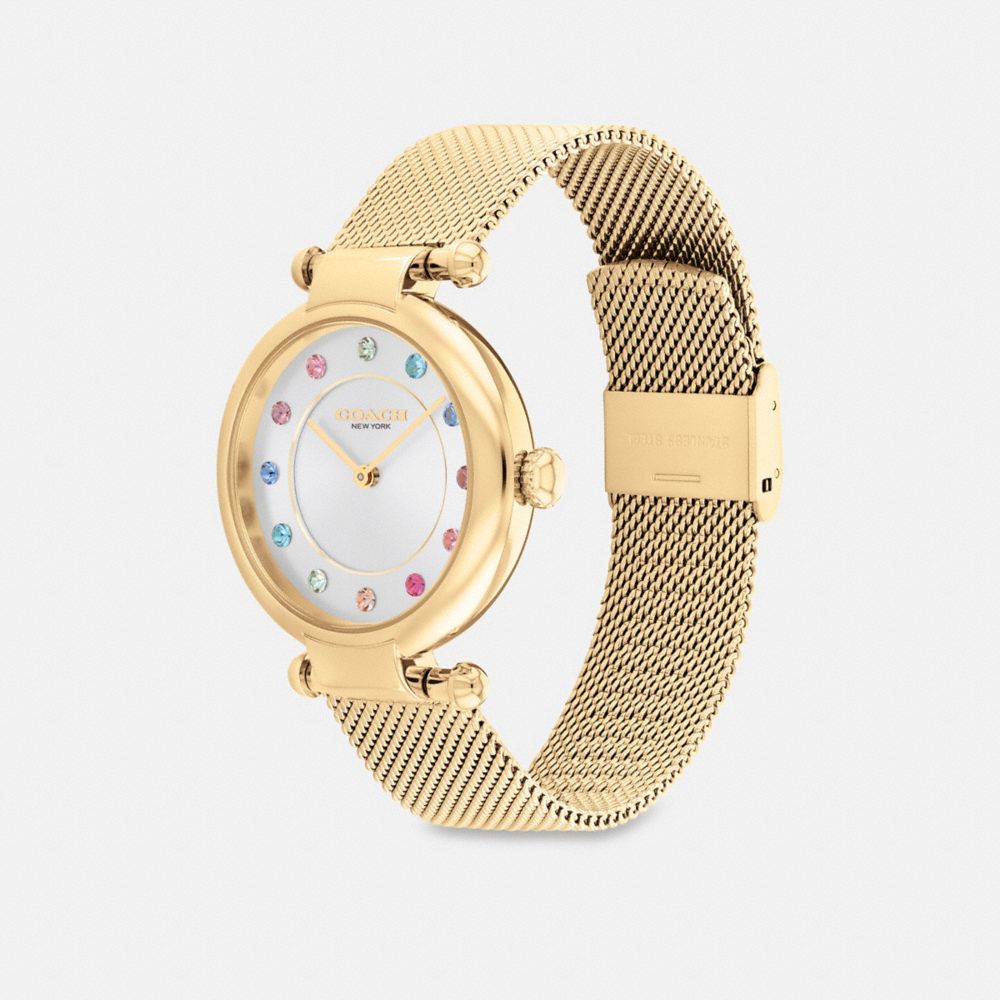 COACH®,Cary Watch Gift Set, 34 Mm,Analog,Crystal,Ball Embellishment,Gem Embellishment,Set,Gold Metal,Casual,Day Party,,Angle View