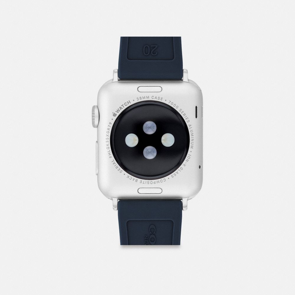 COACH®,Apple Watch® Strap, 38 Mm, 40 Mm And 41 Mm,Watch Strap,Silicone,Rubber,Stainless Steel,Casual,Navy,Back View