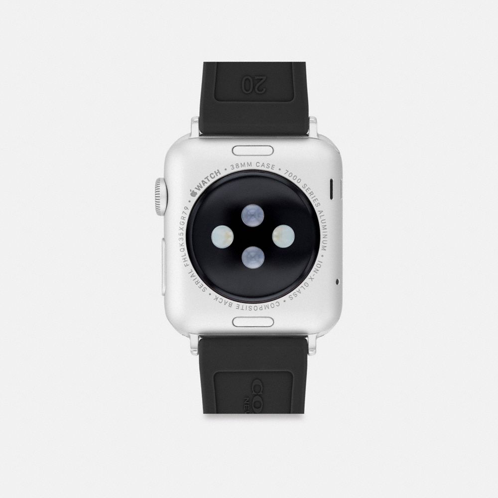 COACH®,Apple Watch® Strap, 38 Mm, 40 Mm And 41 Mm,Watch Strap,Silicone,Rubber,Stainless Steel,Casual,Black,Back View