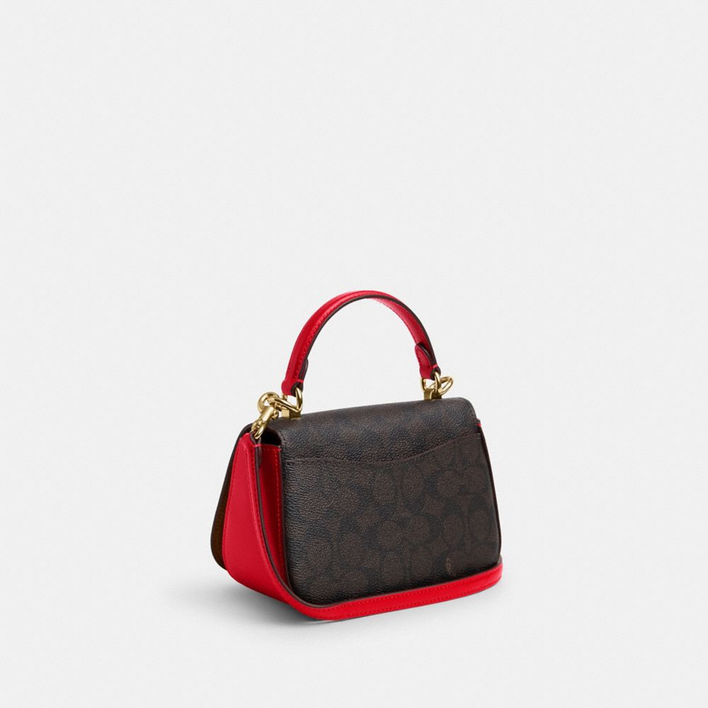 COACH®,Lysa Top Handle Bag In Signature Canvas,Canvas,Leather,Crossbody,Color Block,Casual,Black,Angle View