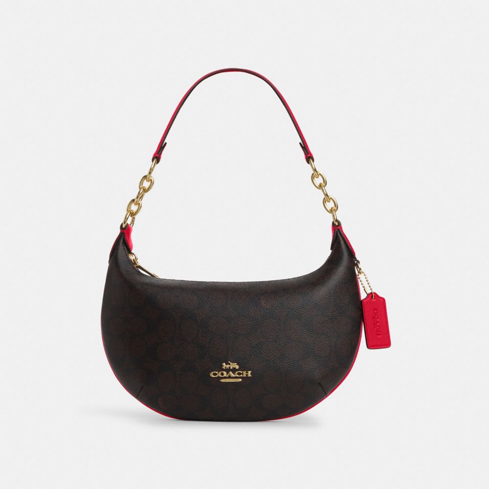 COACH®,Payton Hobo Bag In Signature Canvas,Black,Front View image number 0