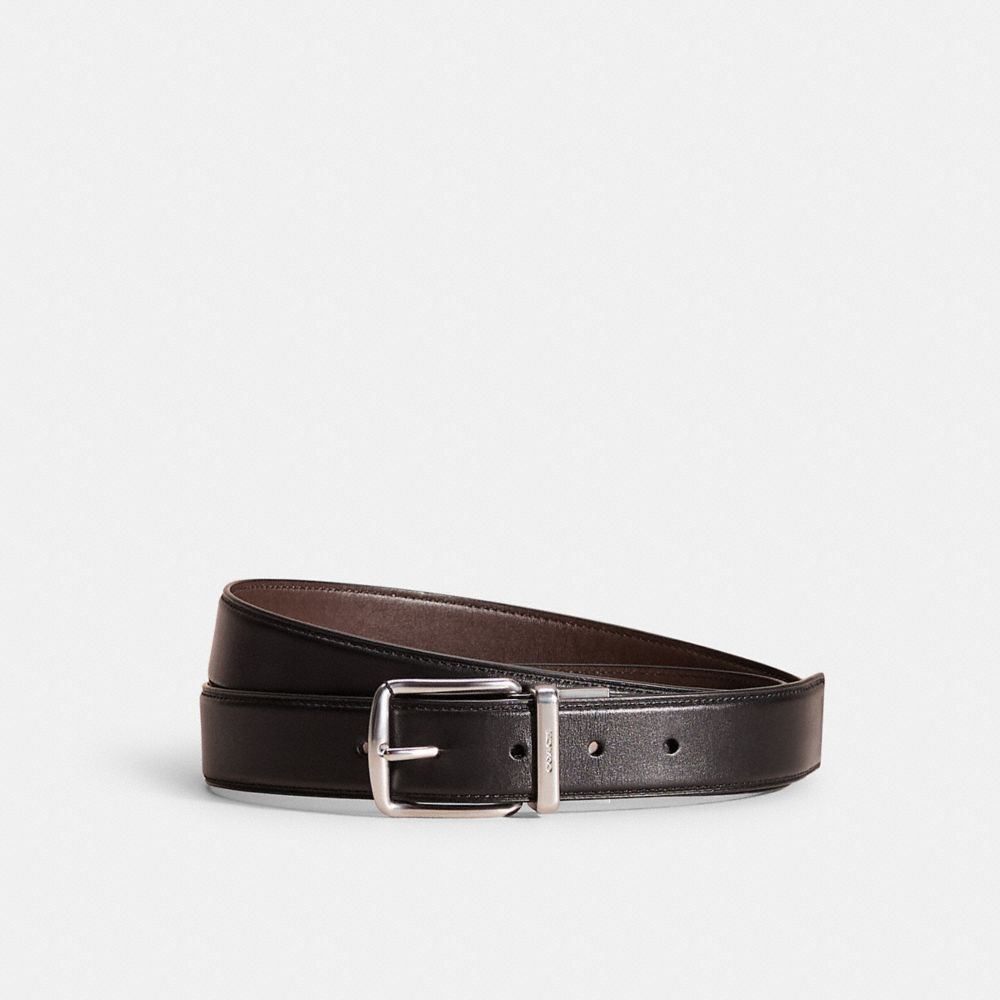 Coach Restored Harness Buckle Cut To Size Reversible Belt, 32mm In Black/chestnut