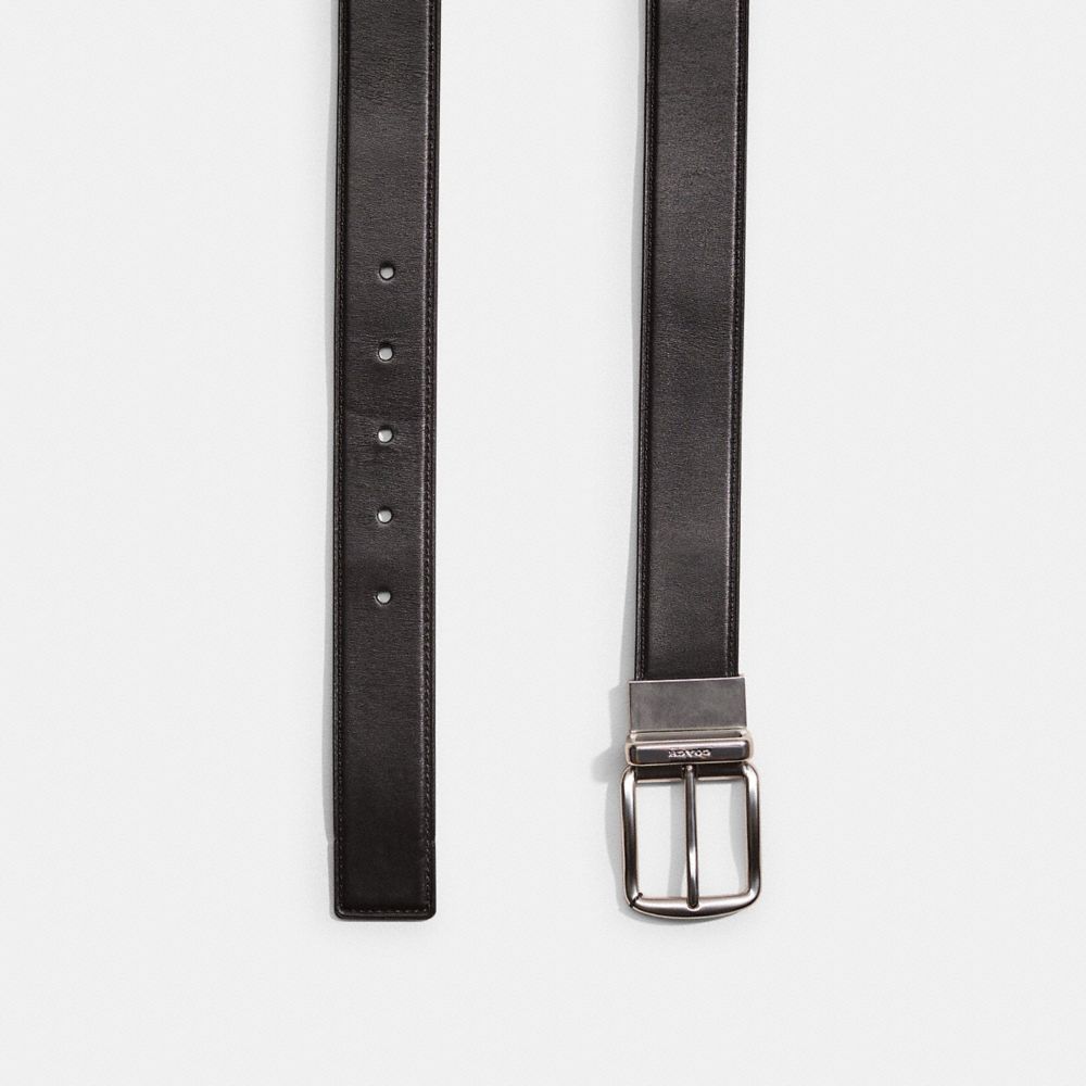 Coach Restored Harness Buckle Cut To Size Reversible Belt, 32mm In Black/chestnut