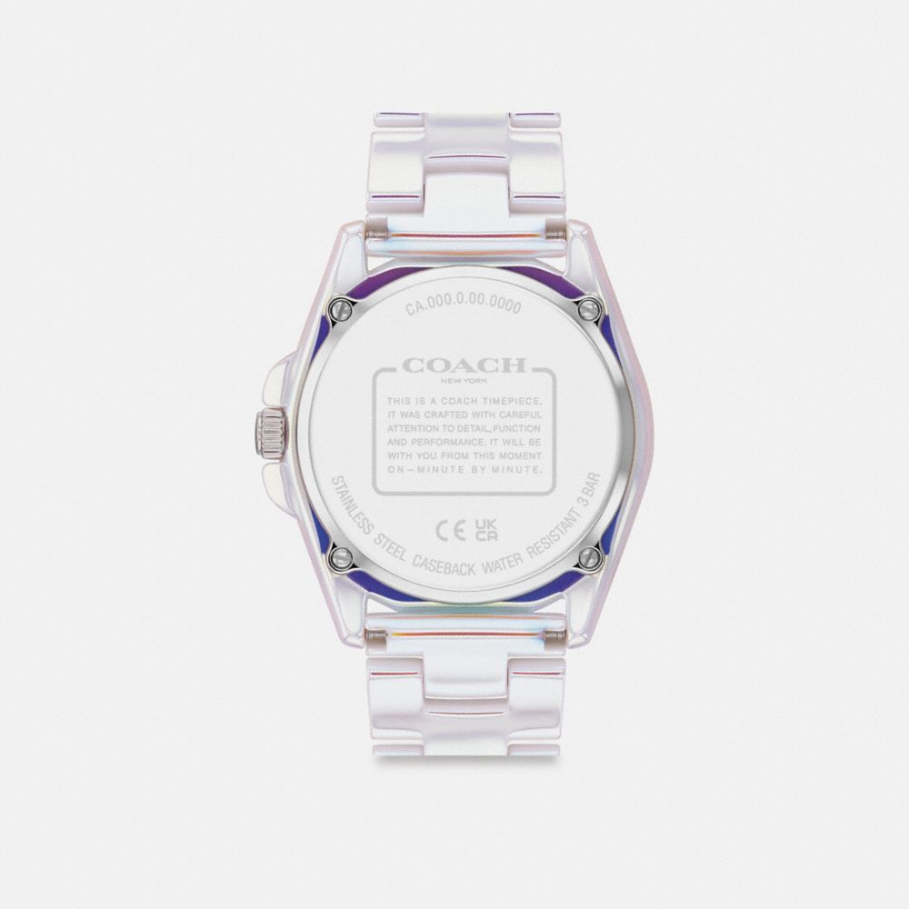 COACH®,Greyson Watch, 36 Mm,Analog,Crystal,Ceramic,Logo,Casual,,Back View