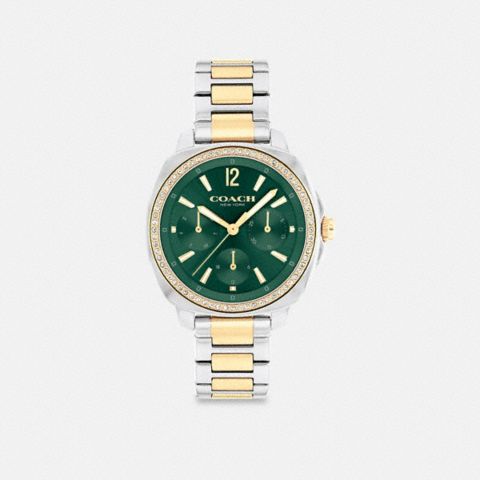 Женские часы Coach Kitt Chronograph Watch, 34 Mm, цвет: Золотой / Серебряный