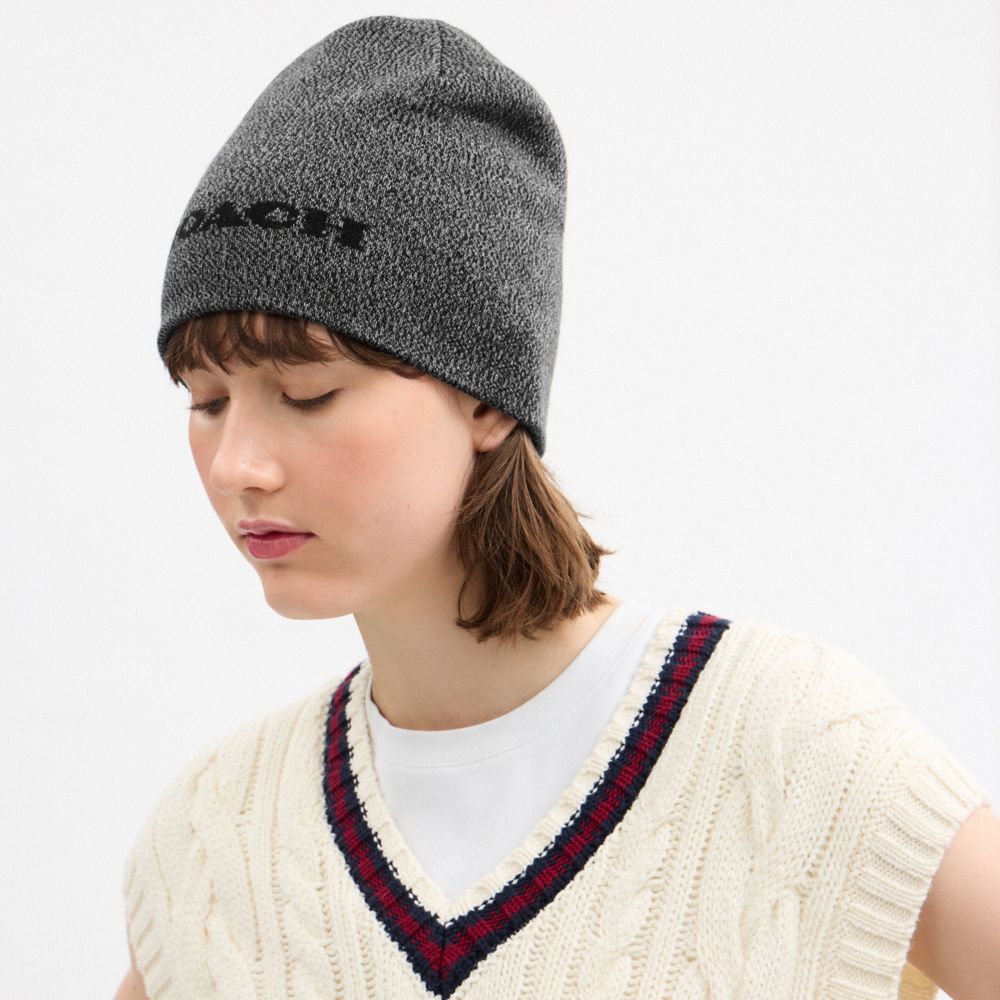 COACH®,Reversible Signature Beanie,Wool,Beanie,Reversible,Casual,Multi Color,Detail View