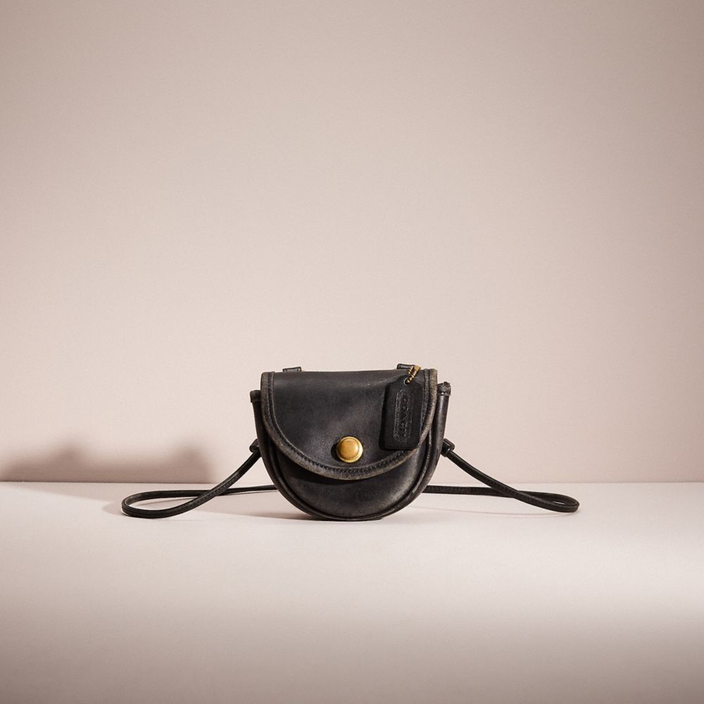 COACH®,VINTAGE MINI BELT BAG,Leather,Black,Front View