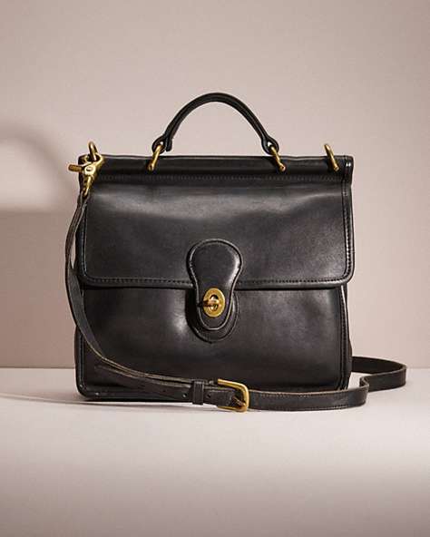 COACH®,VINTAGE WILLIS BAG,Glovetanned Leather,Medium,Black,Front View