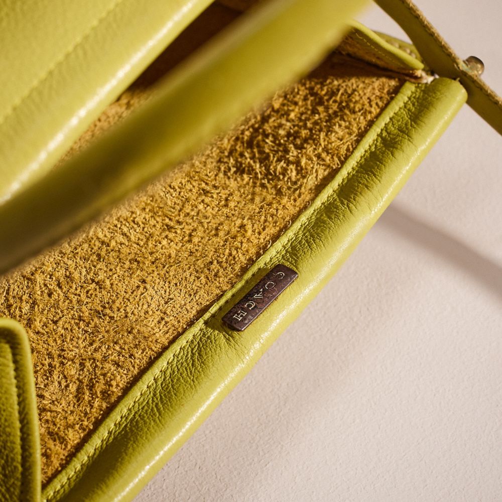 COACH®,VINTAGE CASHIN CARRY SCISSOR FRAME BAG,Glovetanned Leather,Medium,Bonnie Cashin Edit,Lime,Closer View