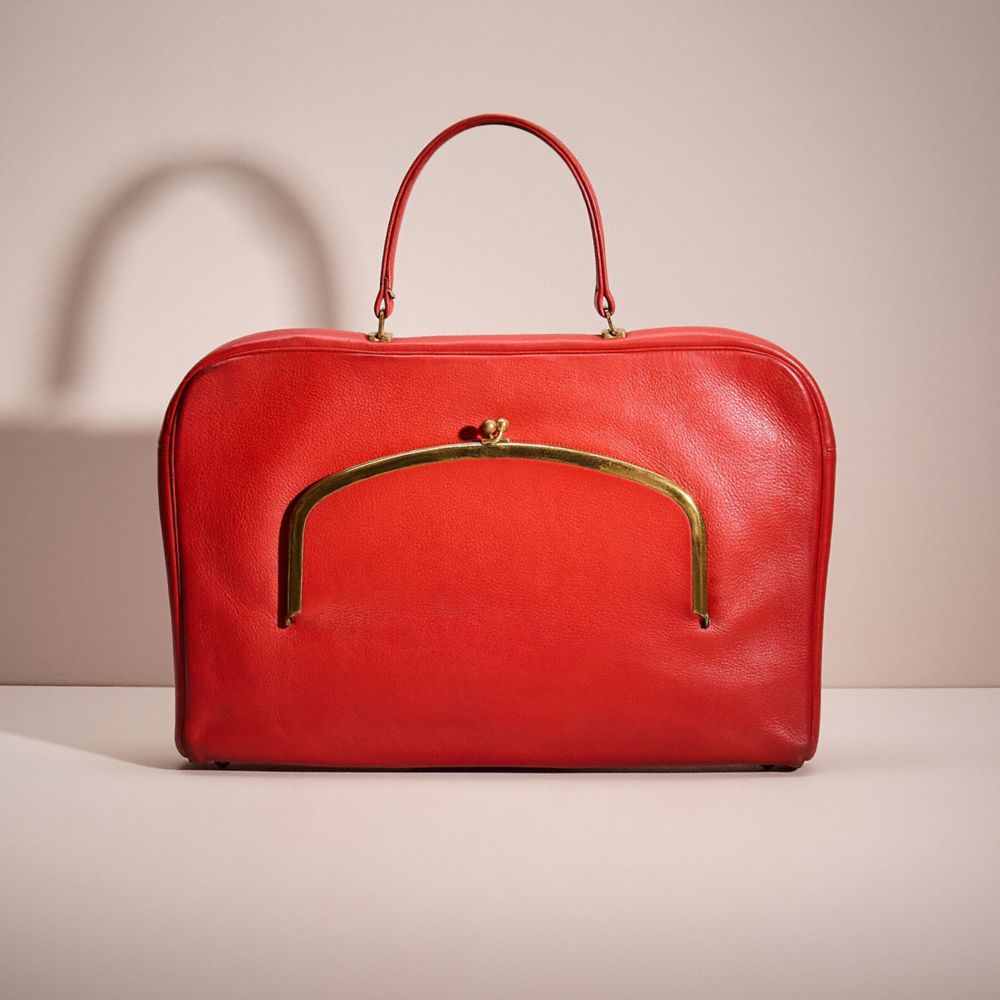 COACH®,VINTAGE CASHIN CARRY ATTACHE BAG,Leather,Medium,Bonnie Cashin Edit,Red,Front View