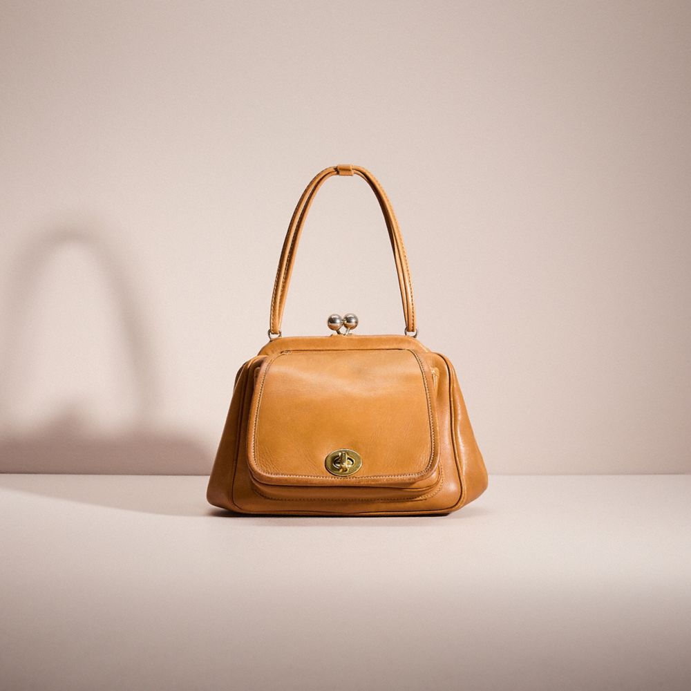 COACH®,VINTAGE CASHIN CARRY SMALL CHUNKY BAG,Glovetanned Leather,Medium,Bonnie Cashin Edit,Tan,Front View