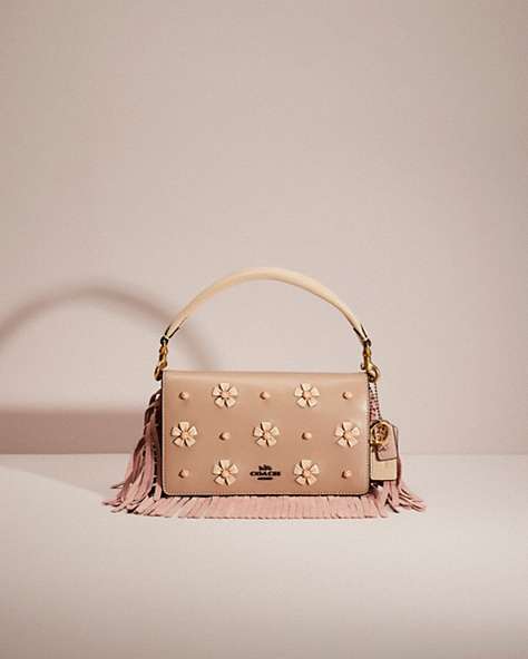COACH®,UPCRAFTED HAYDEN FOLDOVER CROSSBODY CLUTCH WITH TEA ROSE KNOT,Pewter/Taupe,Front View