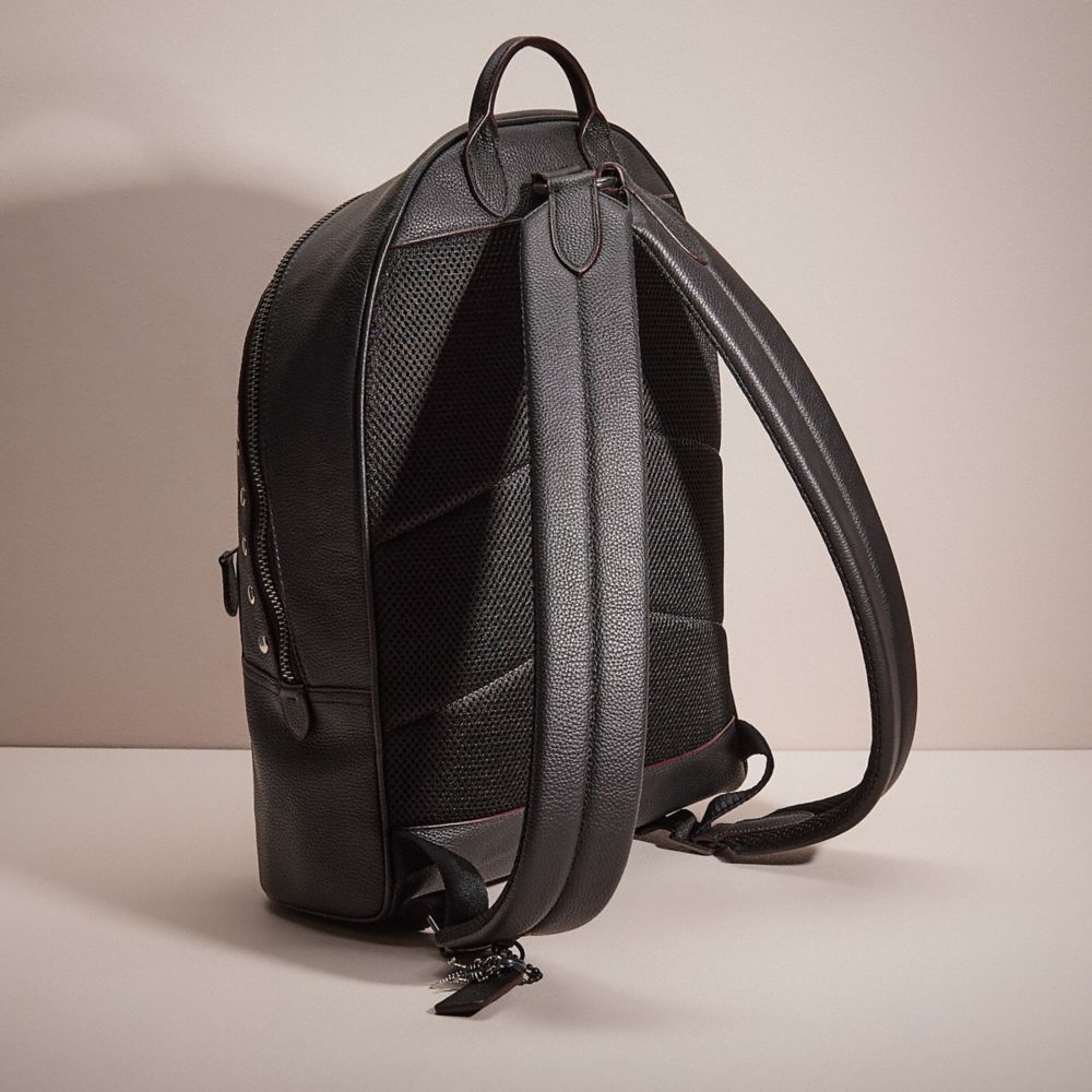 COACH®,Upcrafted Metropolitan Soft Backpack,Leather,Backpack,Studded,Scratch Resistant,Gunmetal,Casual,Black,Angle View