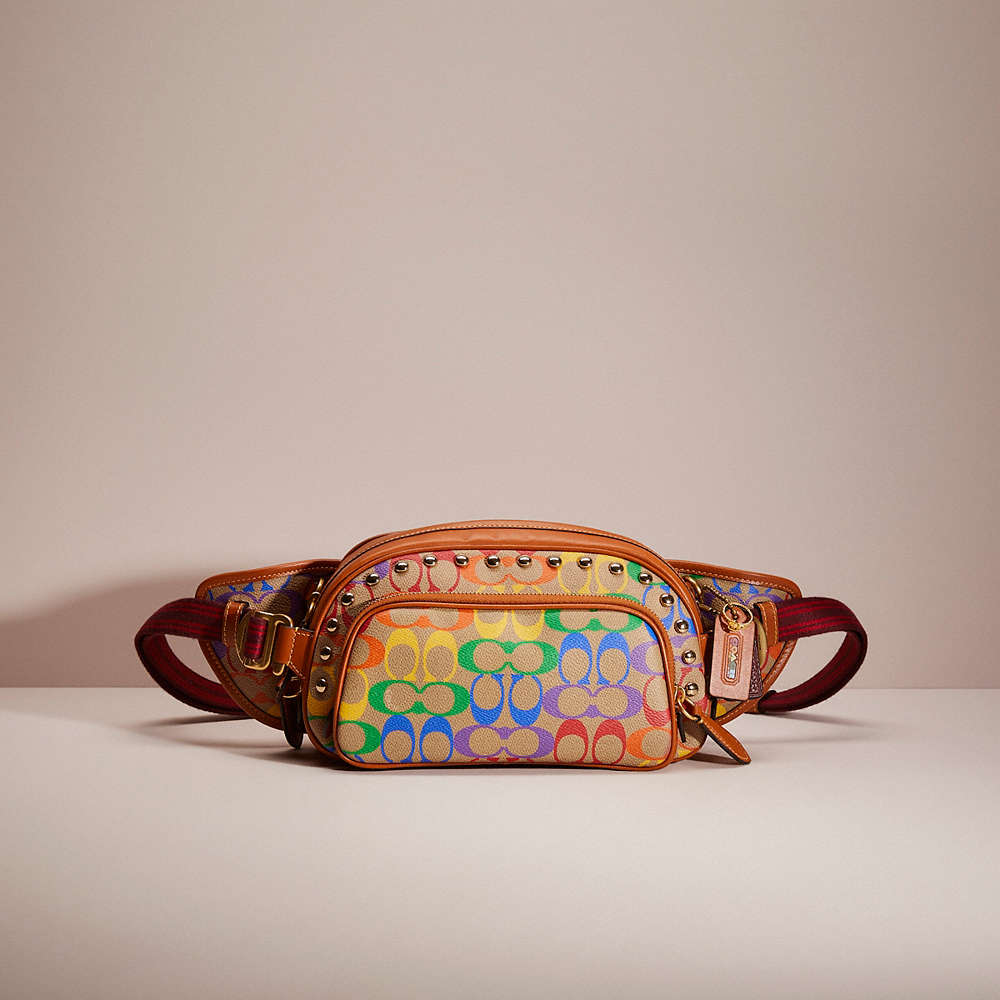 Coach Upcrafted Hitch Belt Bag In Rainbow Signature Canvas In Brown