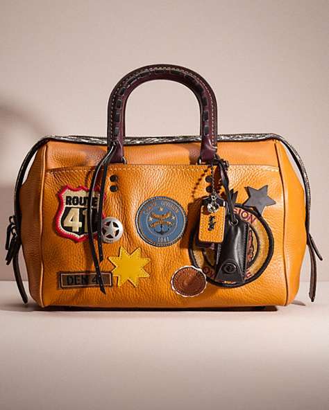 COACH®,UPCRAFTED ROGUE SATCHEL WITH COLORBLOCK SNAKESKIN DETAIL,Pewter/Butterscotch,Front View