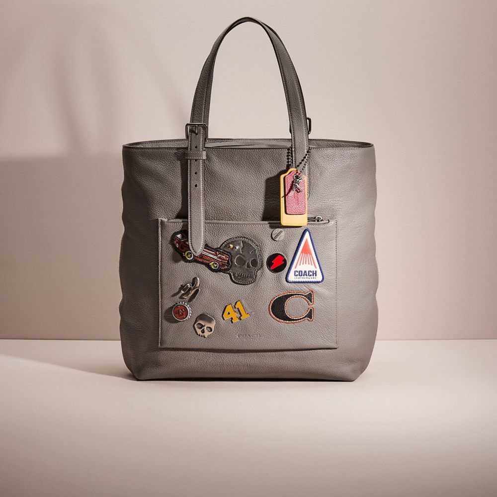 COACH®,UPCRAFTED METROPOLITAN SOFT TOTE,Gunmetal/Heather Grey,Front View