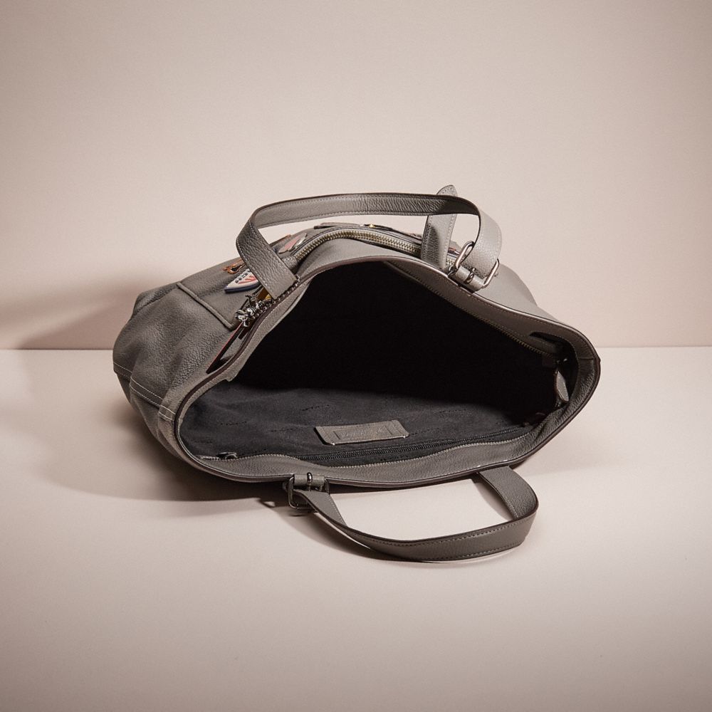 COACH®,UPCRAFTED METROPOLITAN SOFT TOTE,Gunmetal/Heather Grey,Inside View,Top View