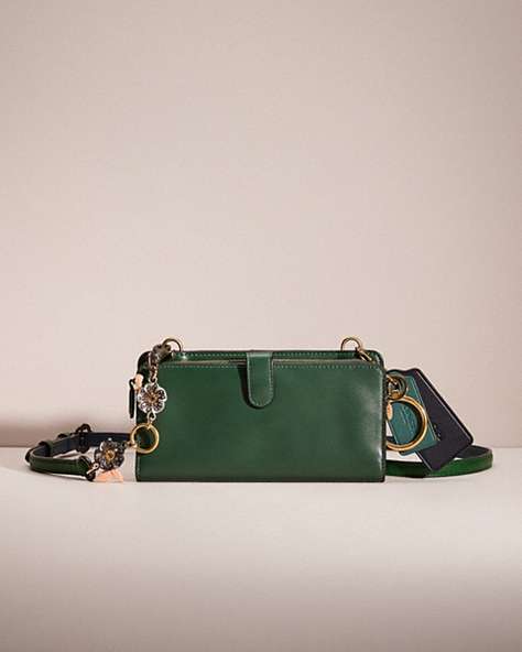 COACH®,UPCRAFTED DOUBLE-UP WALLET CROSSBODY CREATION,Garden Party,Brass/Amazon Green,Front View