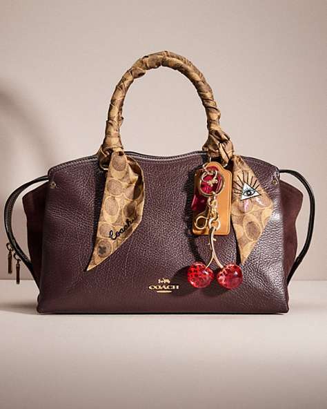 COACH®,UPCRAFTED COACH DREW SATCHEL,Gold/Oxblood,Front View